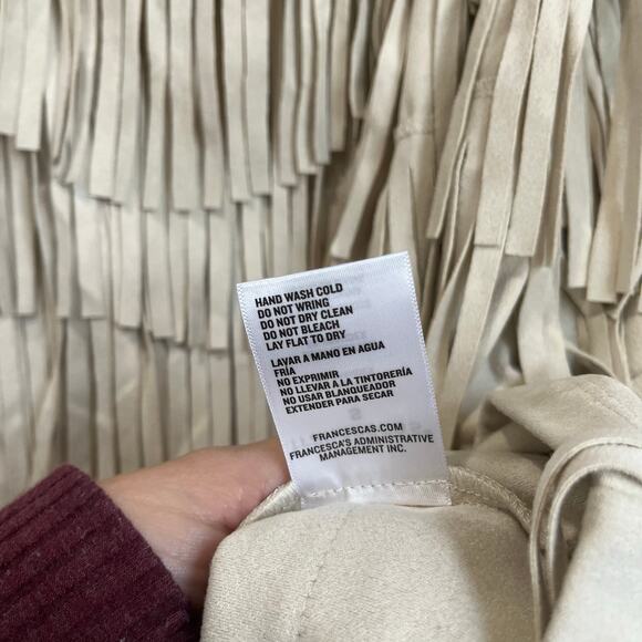 Francesca’s Audrey Parks Cream Fringe Western Party Mini Dress Size Small - Picture 8 of 11